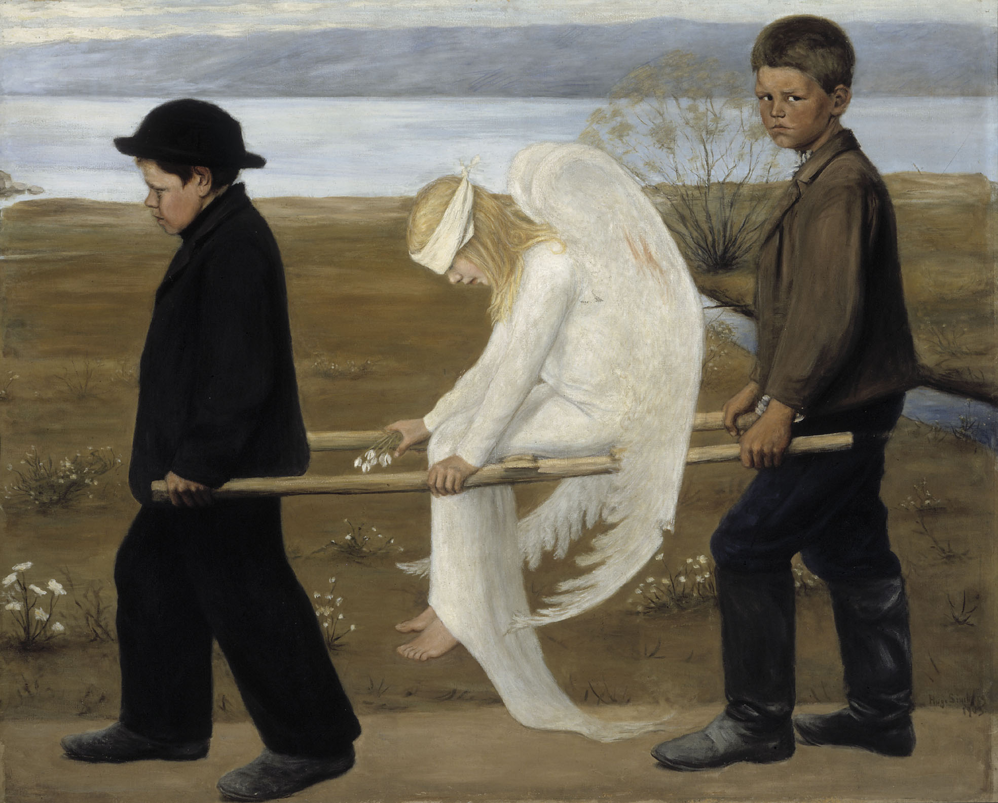 The Wounded Angel, Hugo Simberg, olio su tela, 127 x 54 cm, 1903